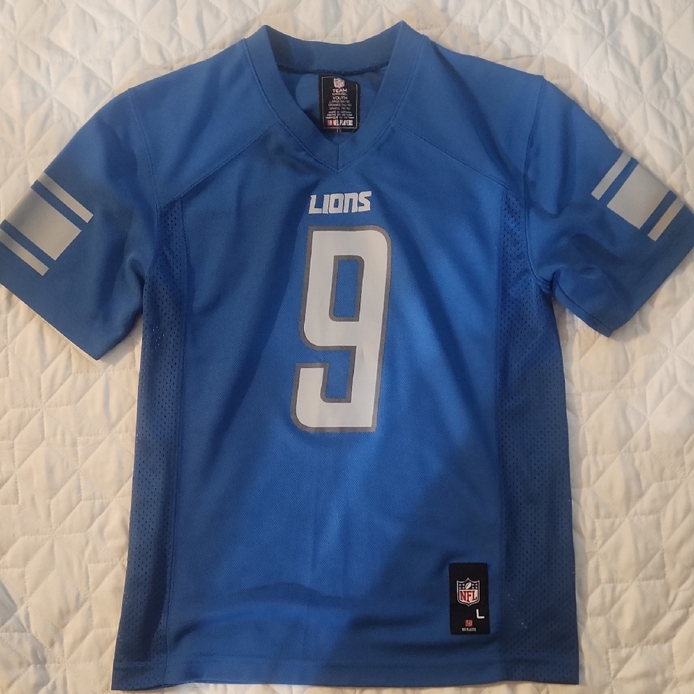 Official Detroit Lions Kids' Blue No.9 Football Jersey